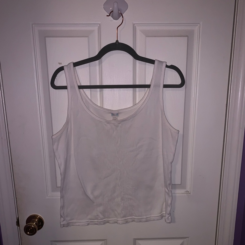 White Ribbed Tank Top Crop Top
